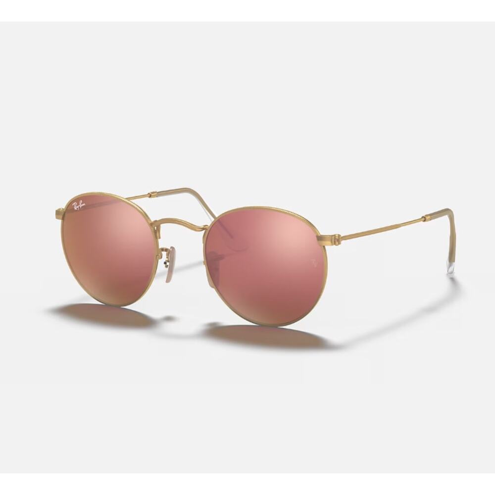 Ray Ban Pink Round Flash Lens Sunglasses